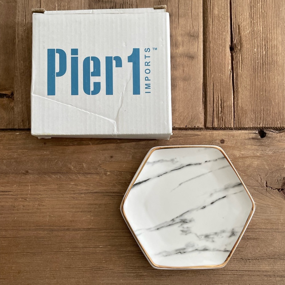 Pier 1: Hexagonal Ceramic Marble-Like Jewelry Dish